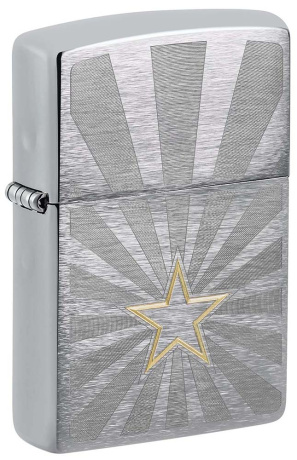 Зажигалка ZIPPO Star Design с покрытием Brushed Chrome ,48657