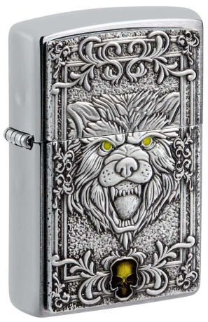 Зажигалка ZIPPO Wolf Emblem с покрытием Brushed Chrome ,48690