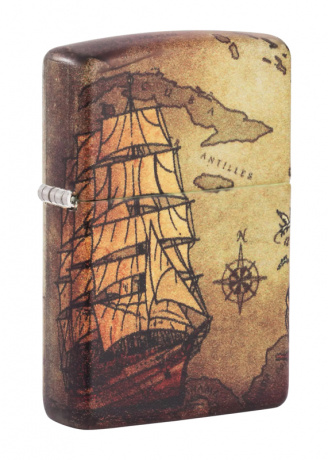 Зажигалка Zippo Pirate Ship с покрытием White Matte ,49355