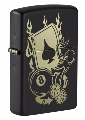 Зажигалка ZIPPO Gambling Design с покрытием Black Matte ,49257
