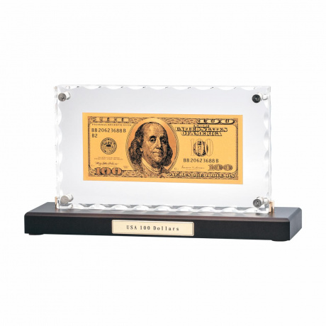 Банкнота 100 USD в стекле