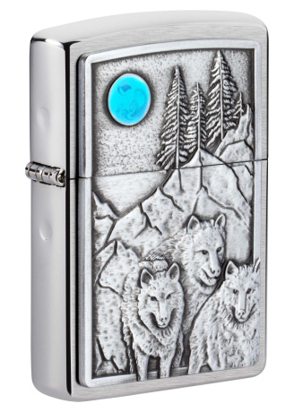 Зажигалка ZIPPO Wolf Design с покрытием Brushed Chrome ,49295