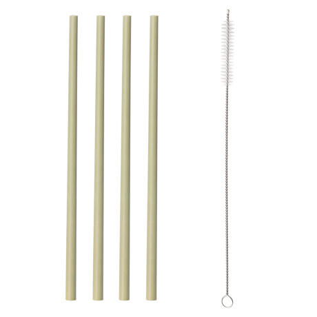 Набор из 4 соломинок из бамбука и щеточки colour