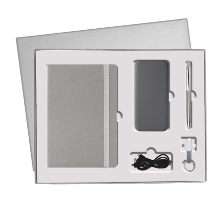 Подарочный набор Marseille ST BtoBook, серый (ежедневник, ручка, аккумулятор, кабель)
