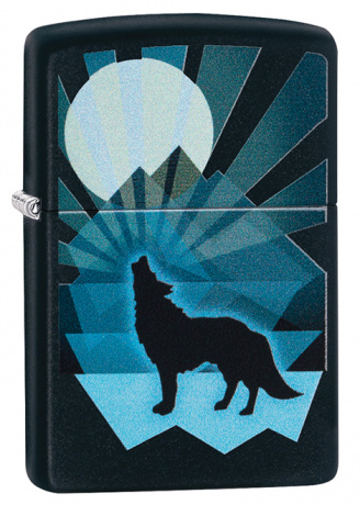 Зажигалка ZIPPO Wolf and Moon с покрытием Black Matte ,29864