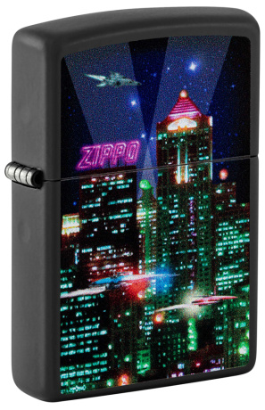 Зажигалка ZIPPO Cyber City с покрытием Black Matte ,48506