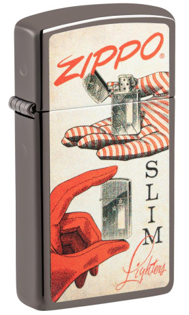 Зажигалка ZIPPO Slim® с покрытием Black Ice ® ,48396