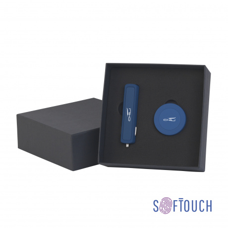Набор автомобильное зарядное устройство Slam + магнитный держатель для телефона Allo в футляре, покрытие soft touch