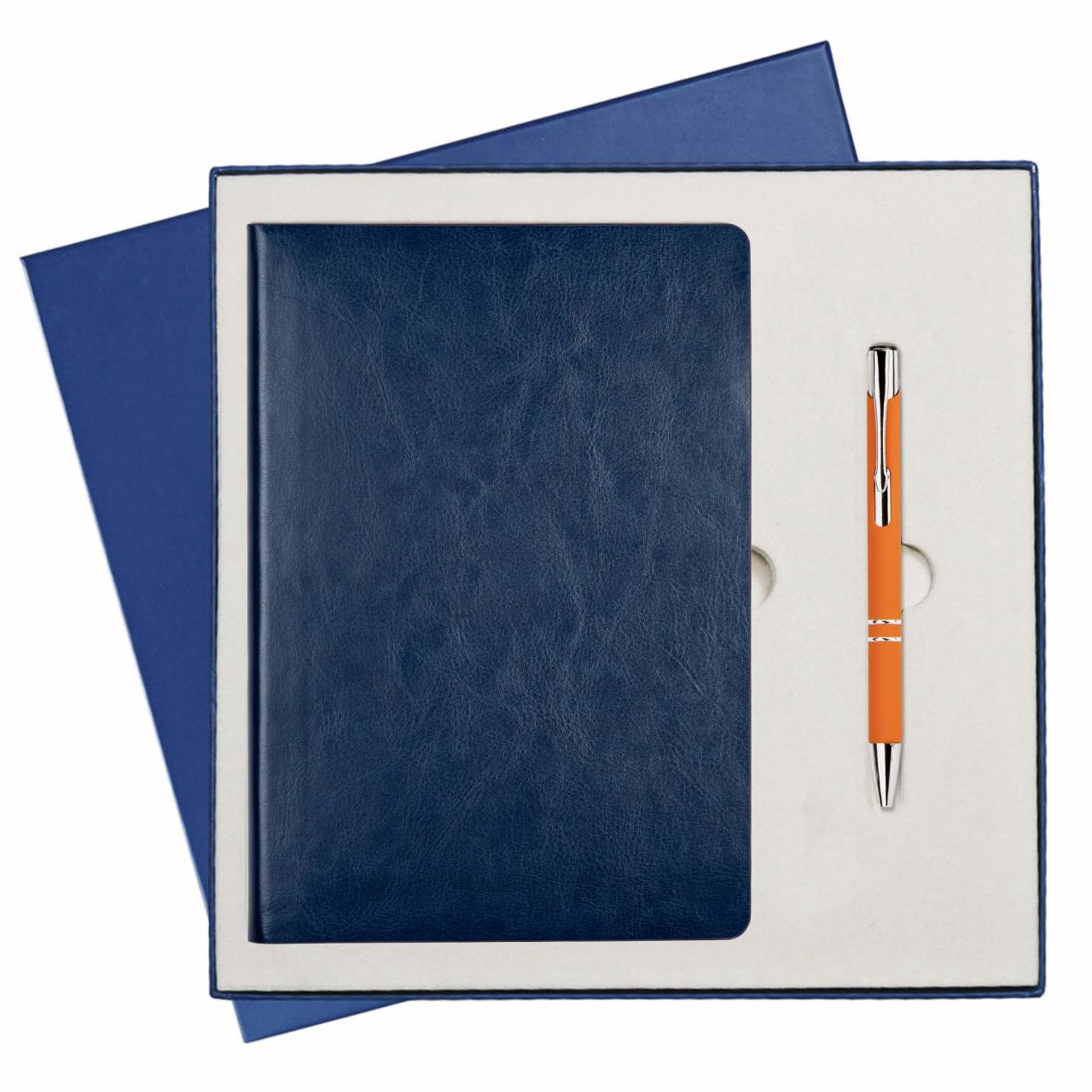 Подарочный набор River Side, синий (ежедневник, ручка) беж. ложемент