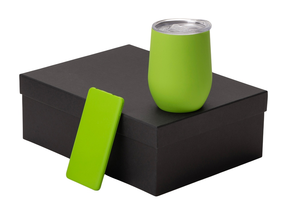 Подарочный набор с термокружкой и повербанком С2, 10000 mAh, черный