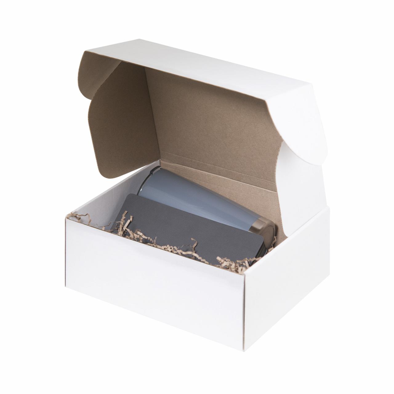 Подарочный набор в малой универсальной коробке, серый (термокружка, ежедневник)