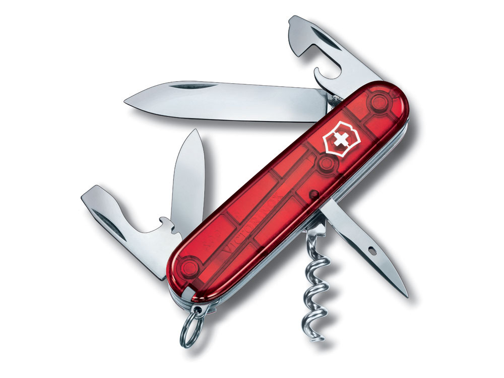 Нож перочинный VICTORINOX Spartan, 91 мм, 12 функций, полупрозрачный серебристый