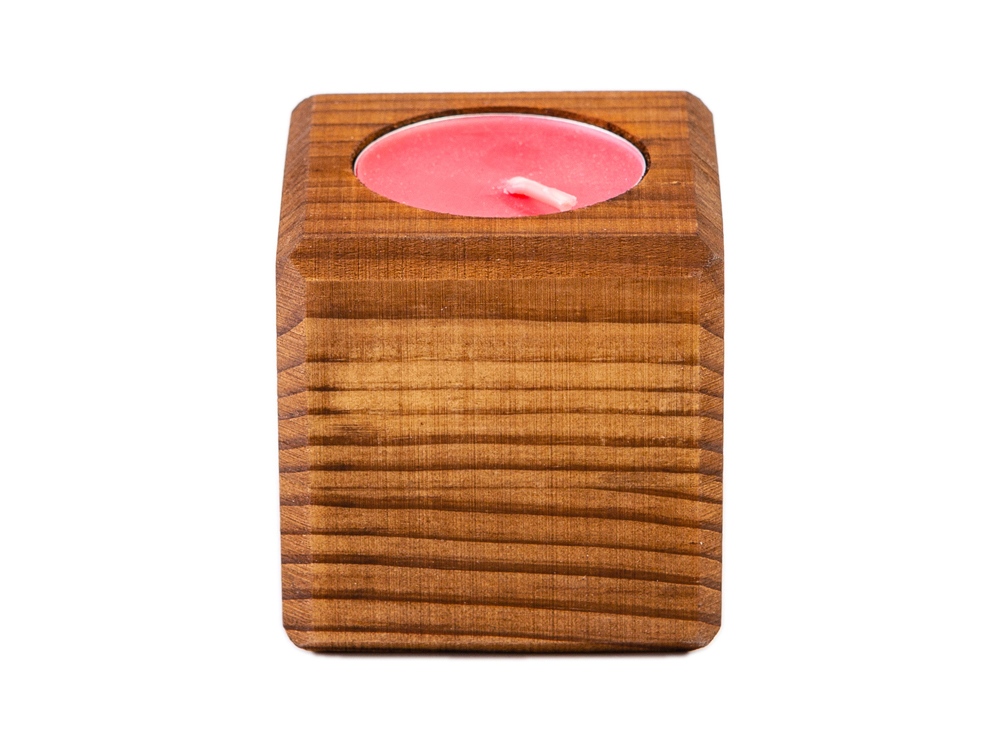 Свеча в декоративном подсвечнике, цв. эбен, аром. роза