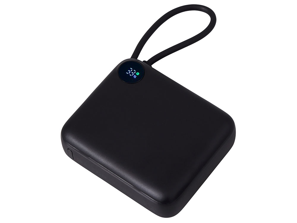 Внешний аккумулятор со встроенным кабелем Liri, QC/PD, 10000 мАч, теплый белый