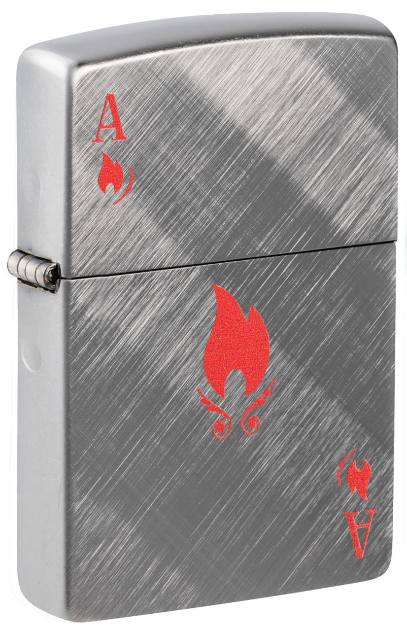 Зажигалка ZIPPO Ace Design с покрытием Brushed Chrome ,48451