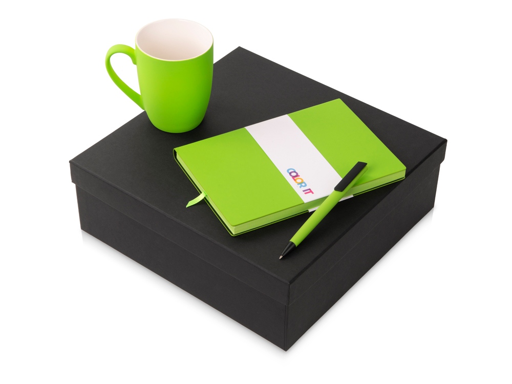 Подарочный набор с блокнотом С2, пластиковой ручкой и кружкой, фиолетовый