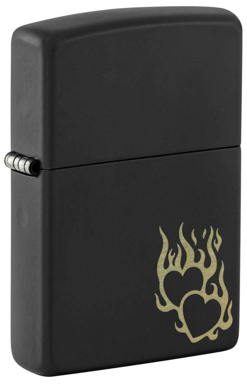 Зажигалка ZIPPO Fire Heart с покрытием Black Matte ,46004