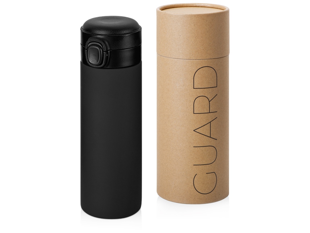 Вакуумная термокружка Waterline c кнопкой Guard, 400 мл, тубус, бургунди