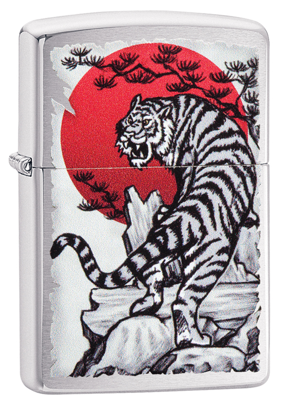 Зажигалка ZIPPO Asian Tiger с покрытием Brushed Chrome ,29889