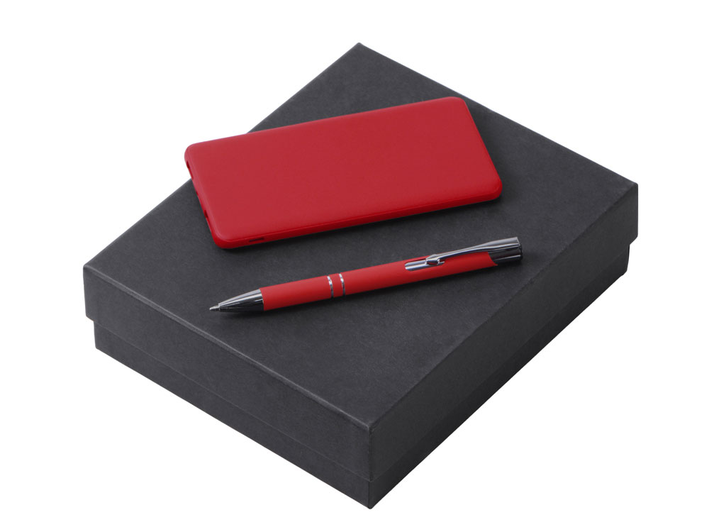 Подарочный набор c ручкой и повербанком 10000 mAh, серый