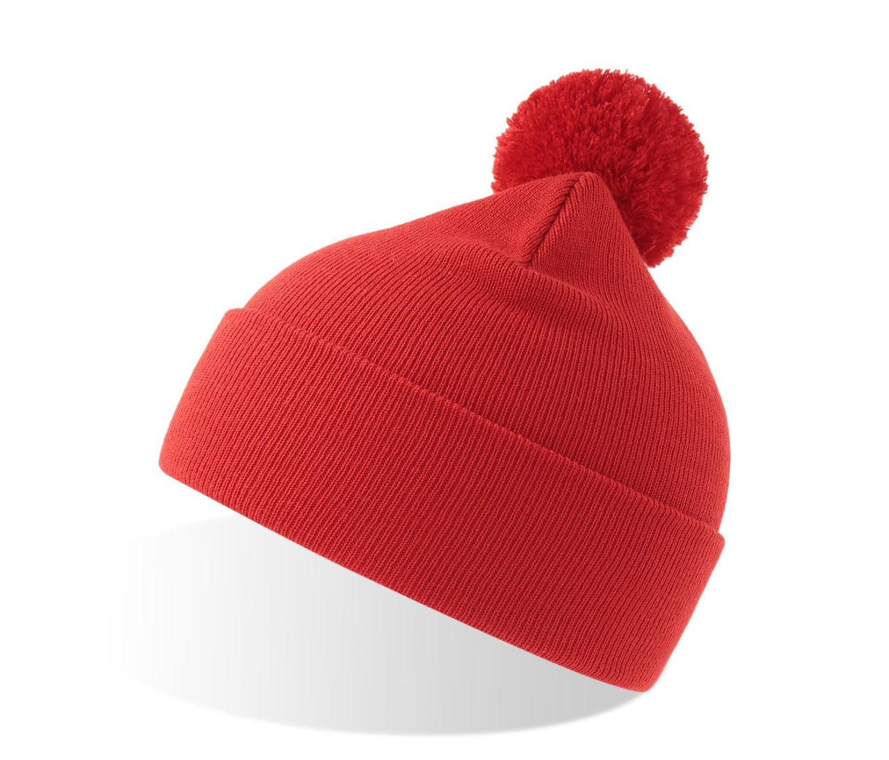 Шапка вязаная двойная Wind-S с помпоном