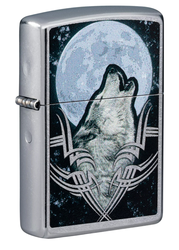 Зажигалка ZIPPO Howling Wolf с покрытием Street Chrome ,49261