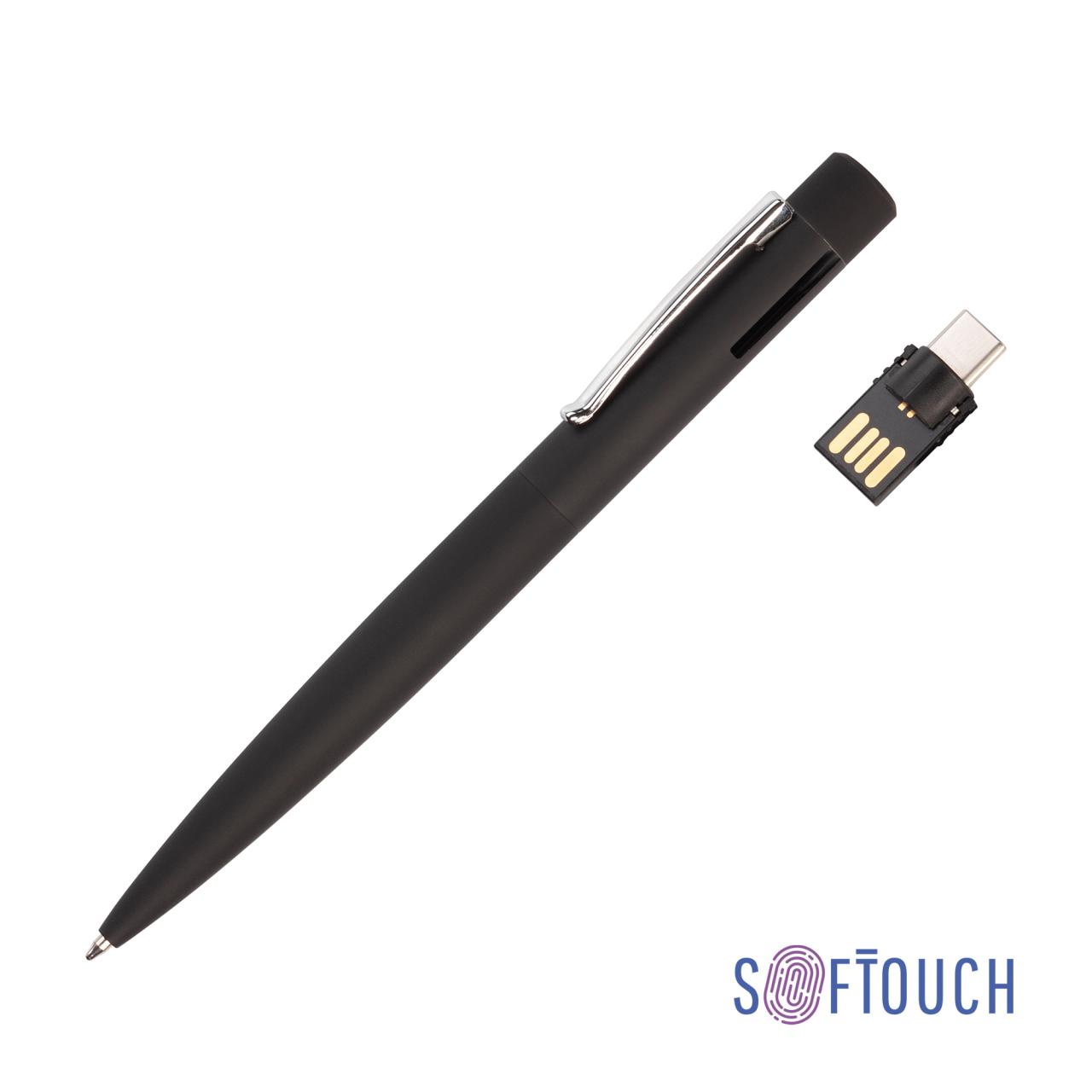 Ручка шариковая Secret с флеш-картой OTG 32Gb (USB2.0/Type-C), покрытие soft touch