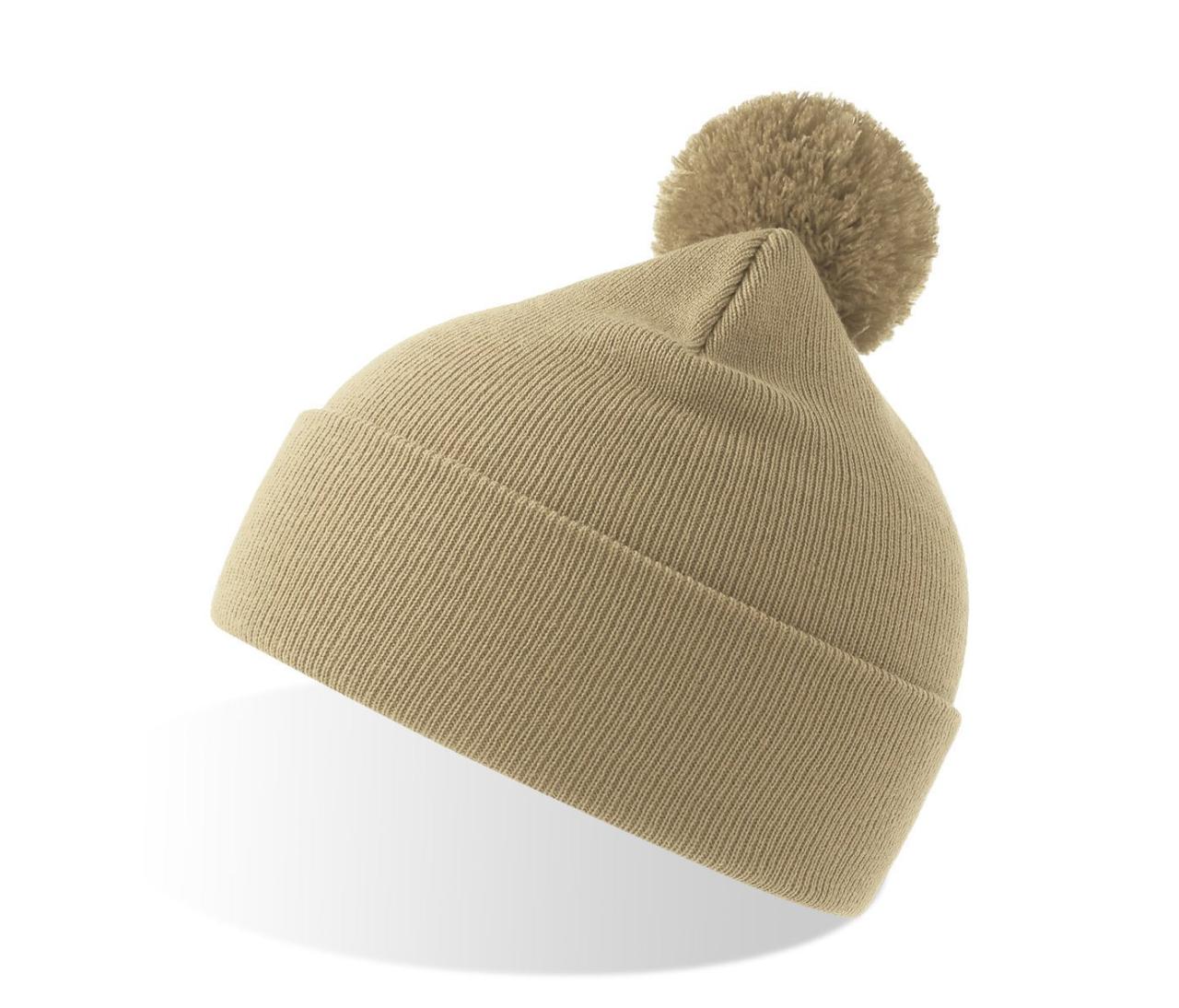 Шапка вязаная двойная Wind-S с помпоном