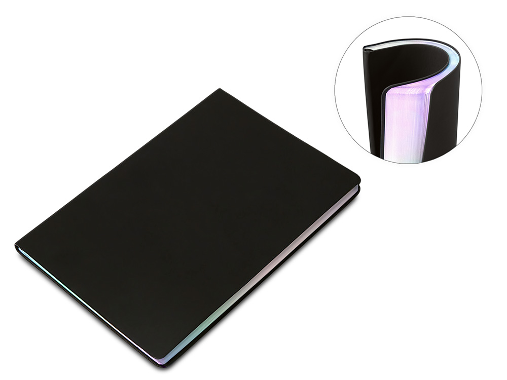 Блокнот А5 в гибкой обложке Fellini с голографическим срезом, темно-синий