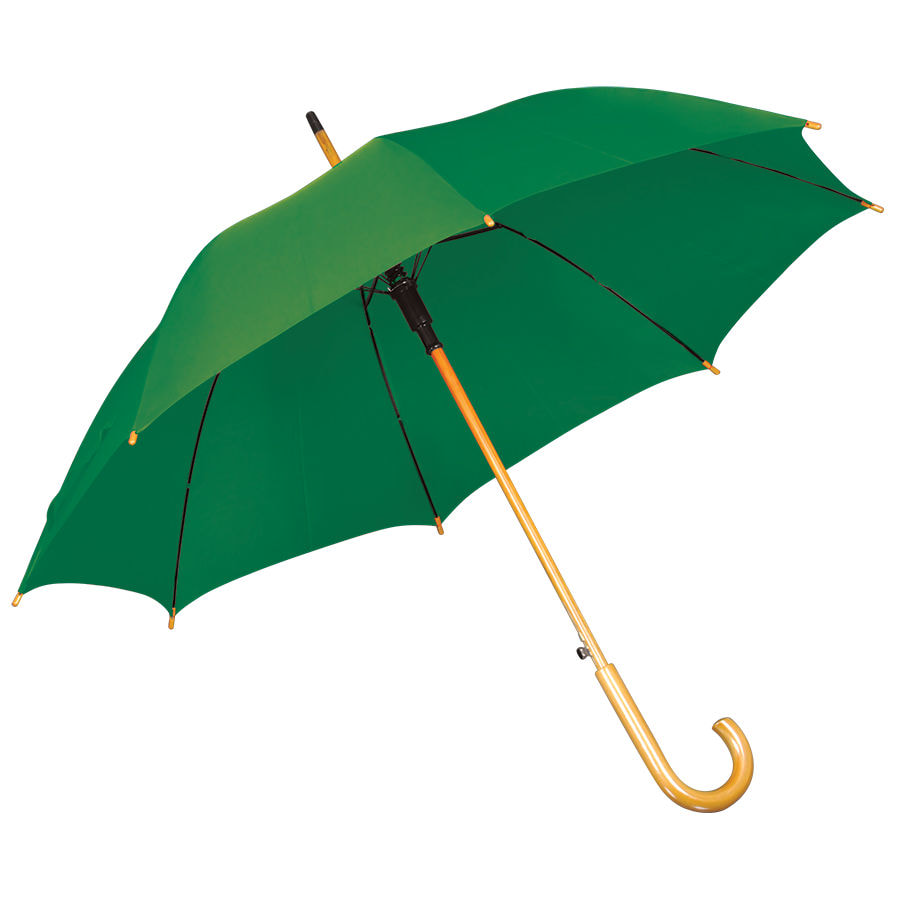 Зонт-трость с деревянной ручкой, полуавтомат; белый; D=103 см, L=90см; 100% полиэстер