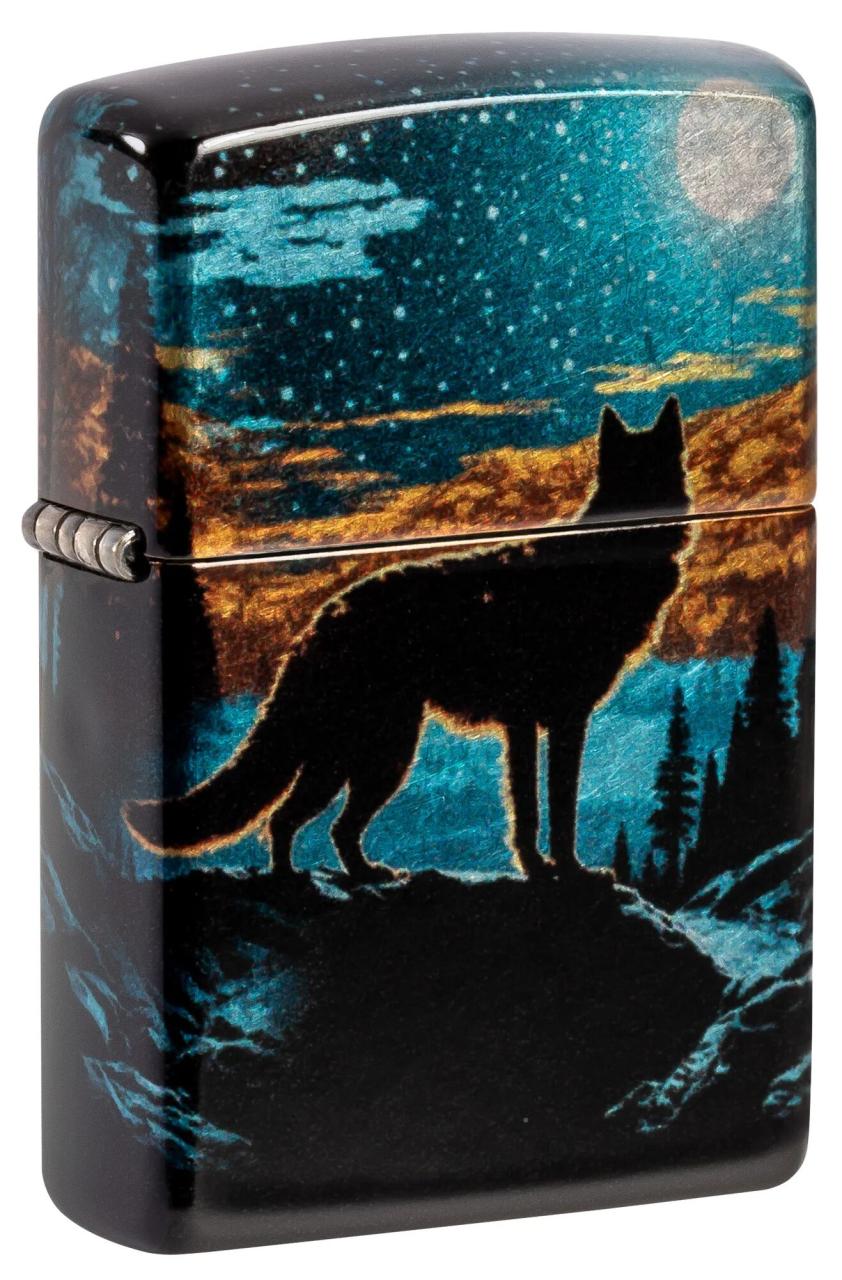 Зажигалка ZIPPO Moonlight Wolf Design с покрытием 540 Tumbled Chrome ,46252