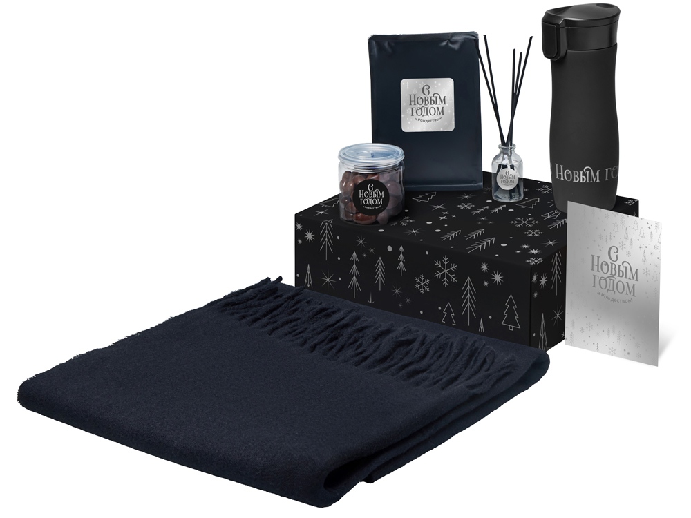 Подарочный набор с палантином и термокружкой, красный