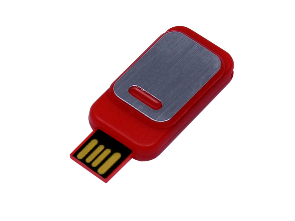 USB-флешка промо на 64 ГБ прямоугольной формы, выдвижной механизм, зеленый
