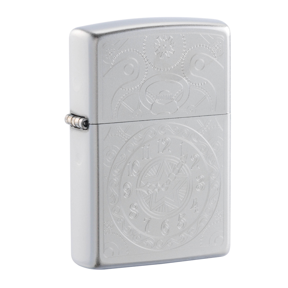 Зажигалка ZIPPO Clock с покрытием Satin Chrome ,29699