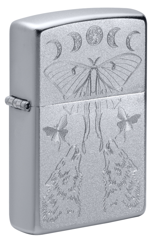 Зажигалка ZIPPO Butterfly and Wolf с покрытием Satin Chrome ,49591