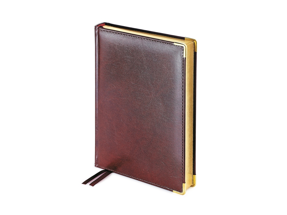 Ежедневник А5 полудатированный Imperium, коричневый (уголки и срез золото) (Р)