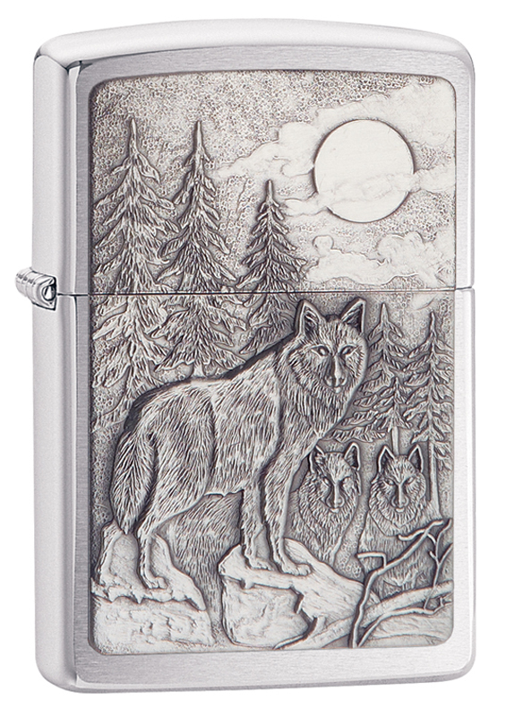 Зажигалка ZIPPO Timberwolves с покрытием Brushed Chrome ,20855