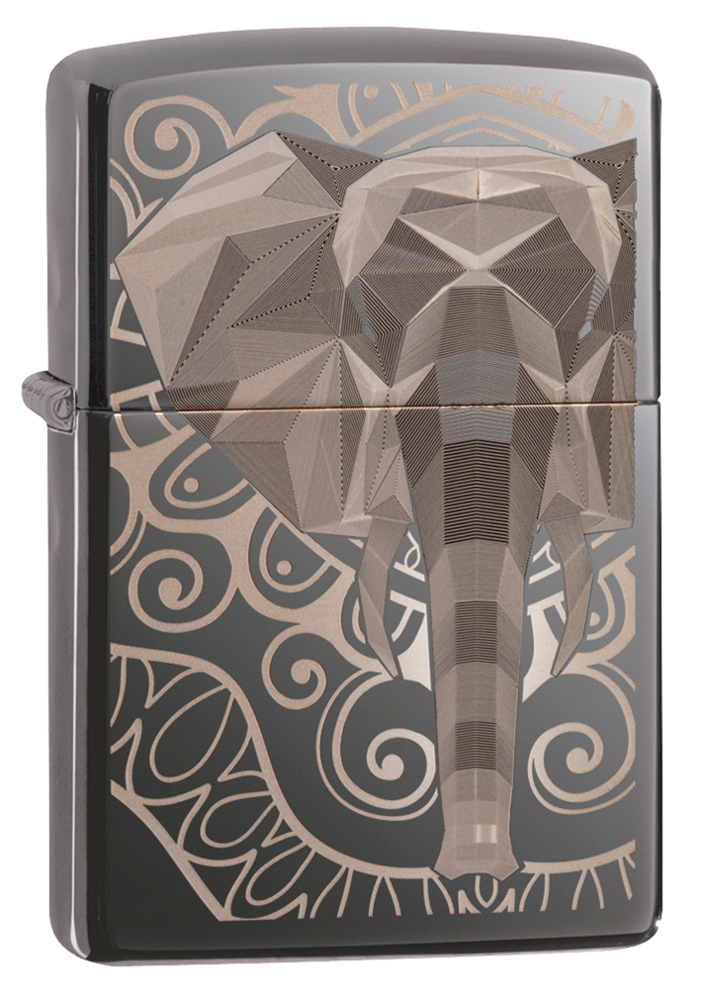 Зажигалка ZIPPO Elephant Fancy Fill Design с покрытием Black Ice® ,49074