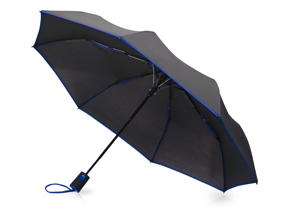 Зонт-полуавтомат складной Motley с цветными спицами, черный/желтый
