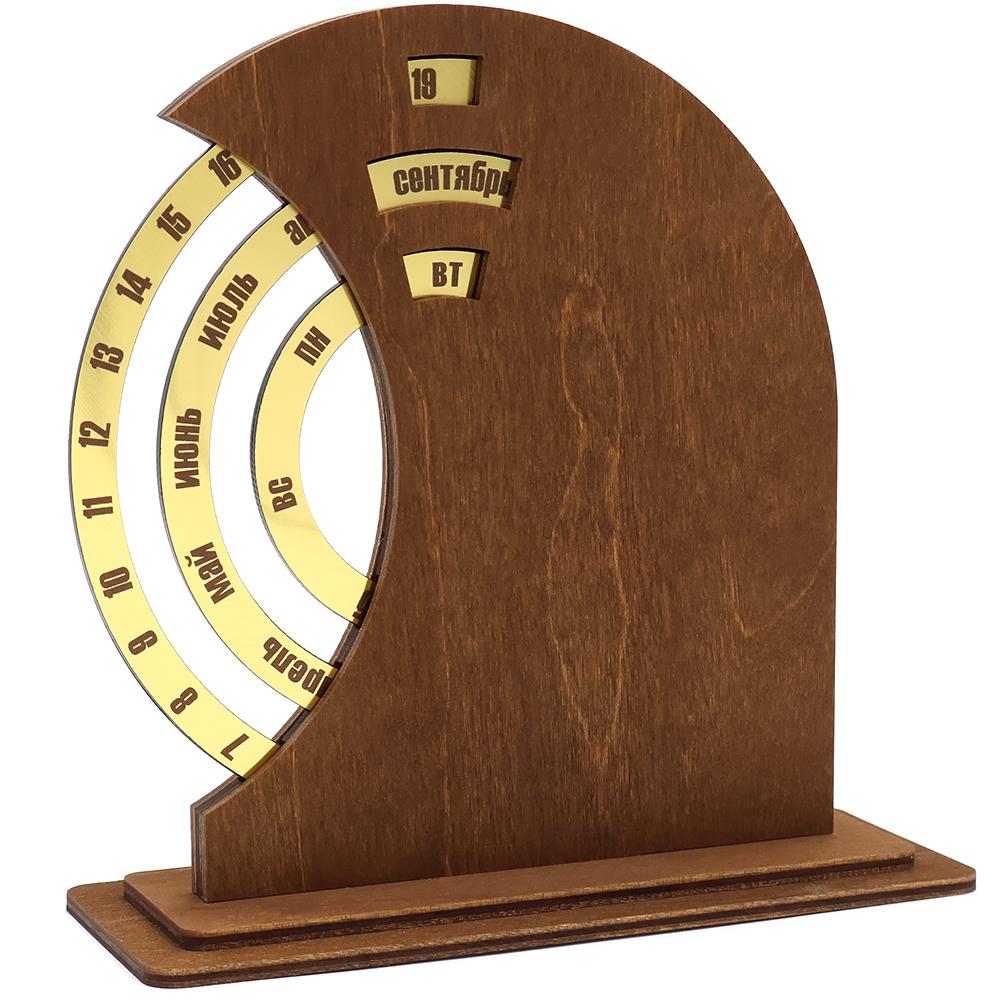 Вечный календарь из дерева TimeLore, коричневый / золотой