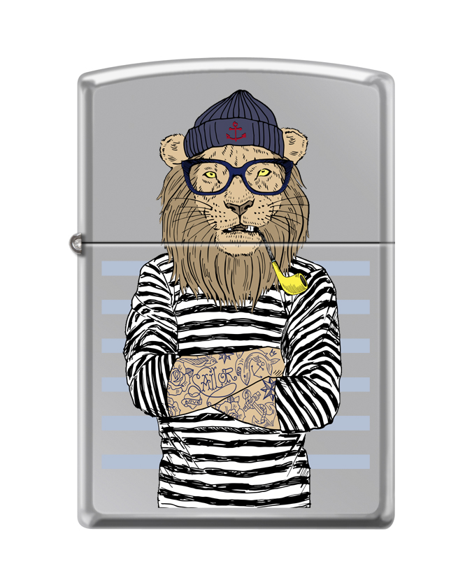 Зажигалка ZIPPO Лев-моряк с покрытием High Polish Chrome ,250_lion