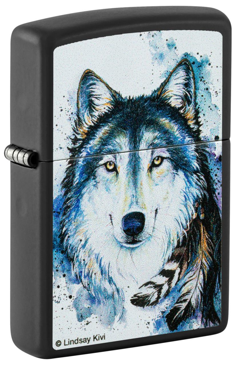 Зажигалка ZIPPO Feed the Good Wolf с покрытием Black Matte ,48936