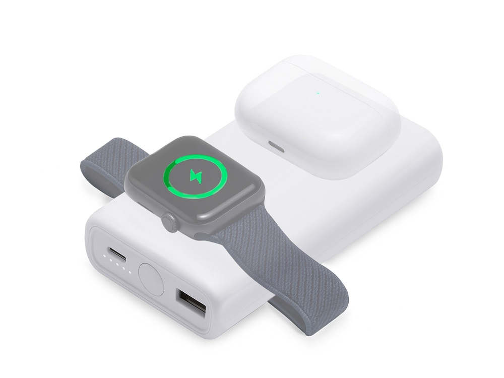 Внешний беспроводной аккумулятор 2-в-1 с функцией зарядки Apple Watch, QC/PD AtomIQ, 10000 мАч, черный