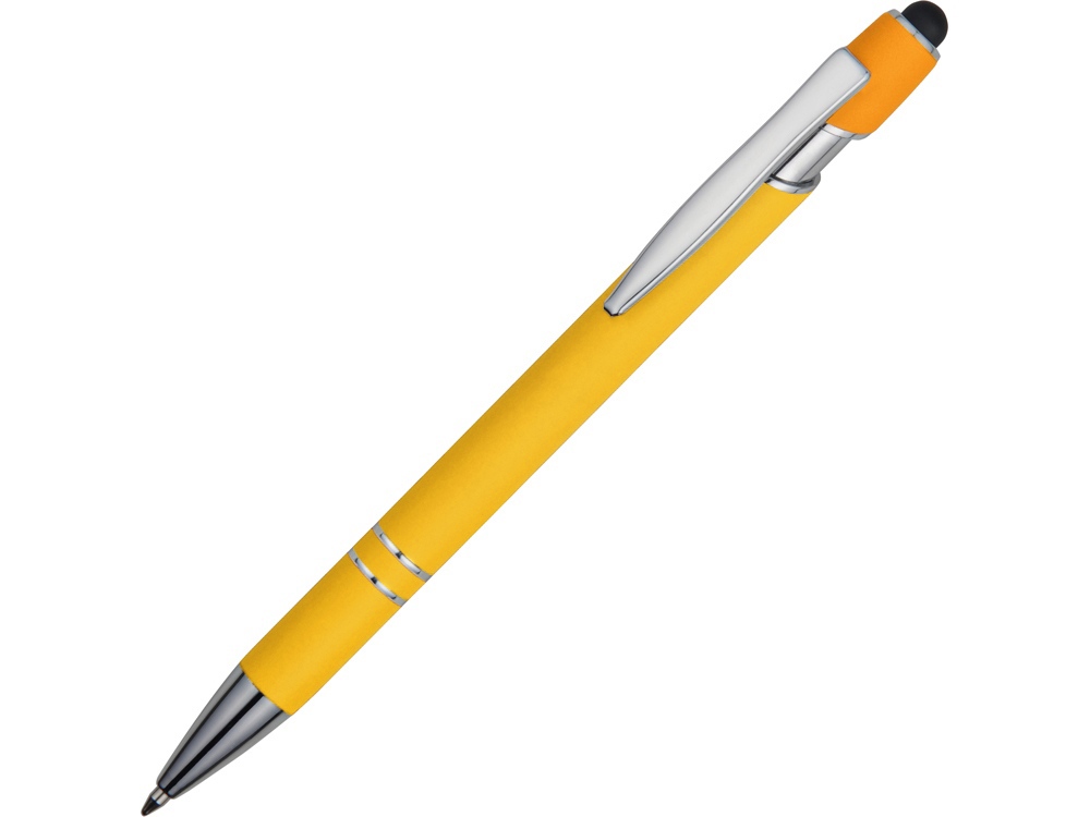 Ручка металлическая soft-touch шариковая со стилусом Sway, ярко-синий/серебристый