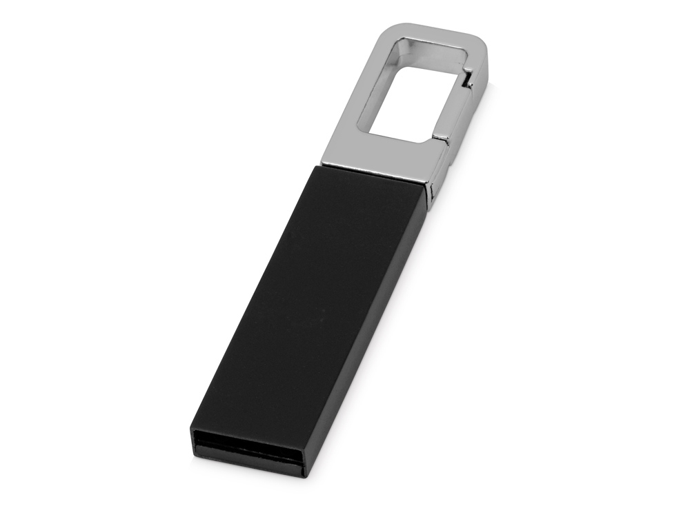 Флеш-карта USB 2.0 16 Gb с карабином Hook, голубой/серебристый