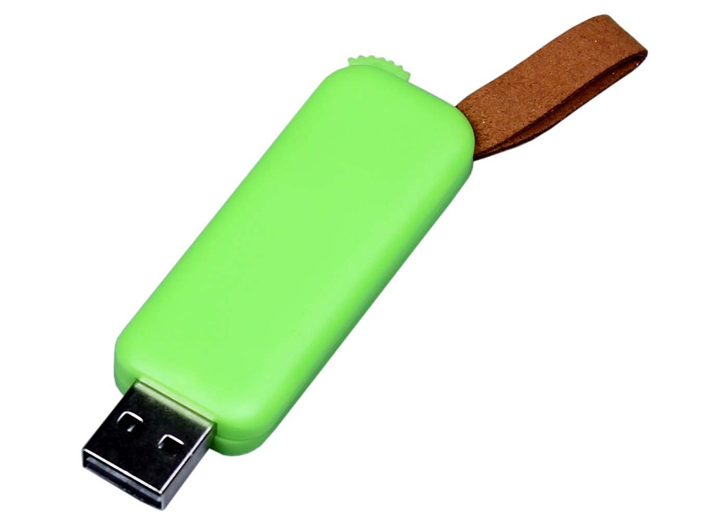 USB-флешка промо на 128 Гб прямоугольной формы, выдвижной механизм, желтый