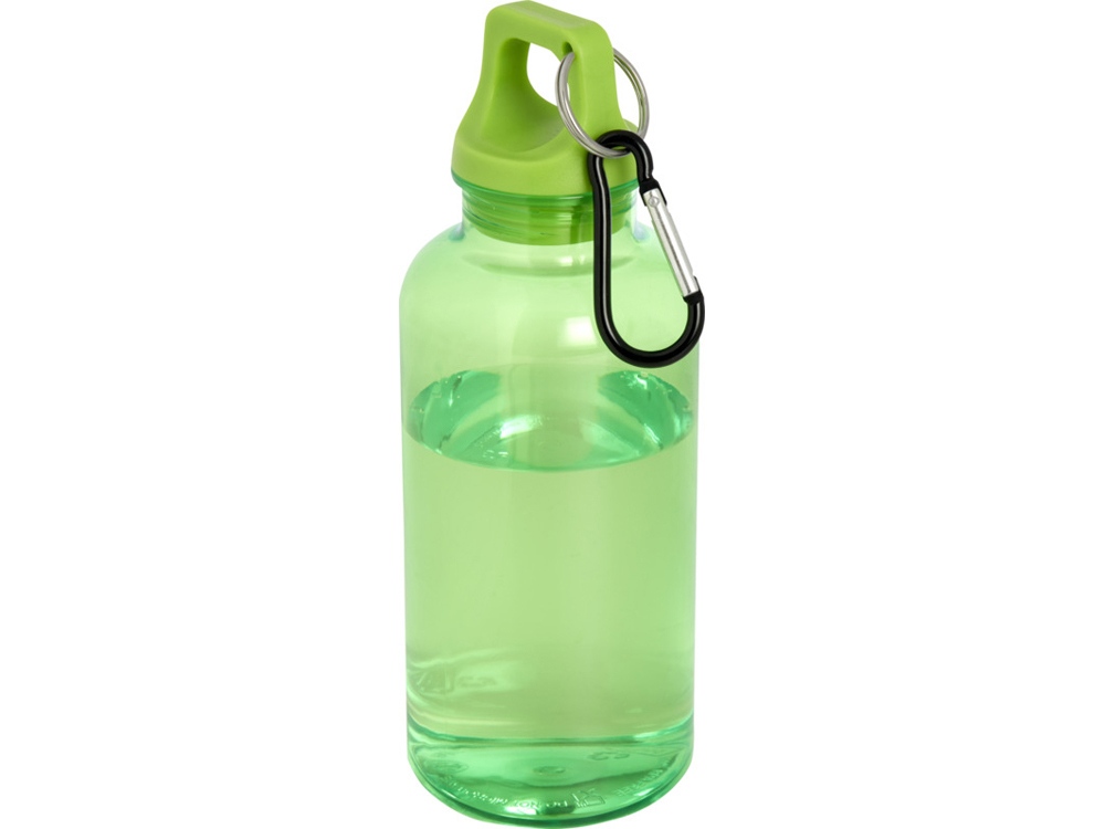 Бутылка для воды с карабином Oregon из переработанной пластмассы, 400 мл - Черный