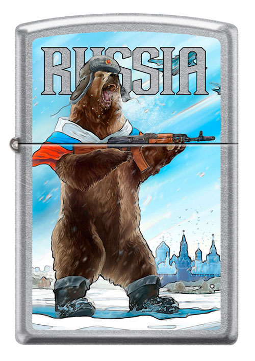 Зажигалка ZIPPO Русский медведь с покрытием Street Chrome™ ,207 RUSSIAN BEAR