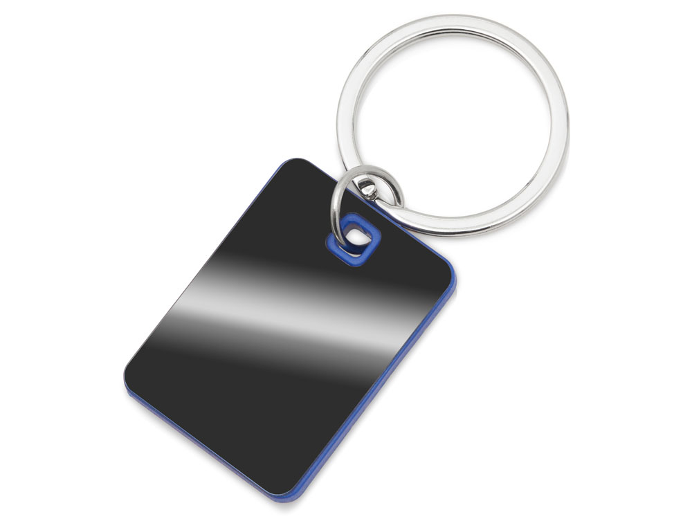 Металлический брелок с пластиковой цветной вставкой SteelPop Rct, серебристый с зеленым яблоком