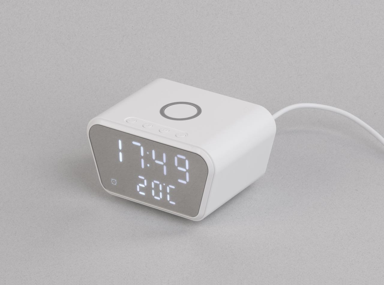 Настольные часы Smart Clock с беспроводным (15W) зарядным устройством, будильником и термометром